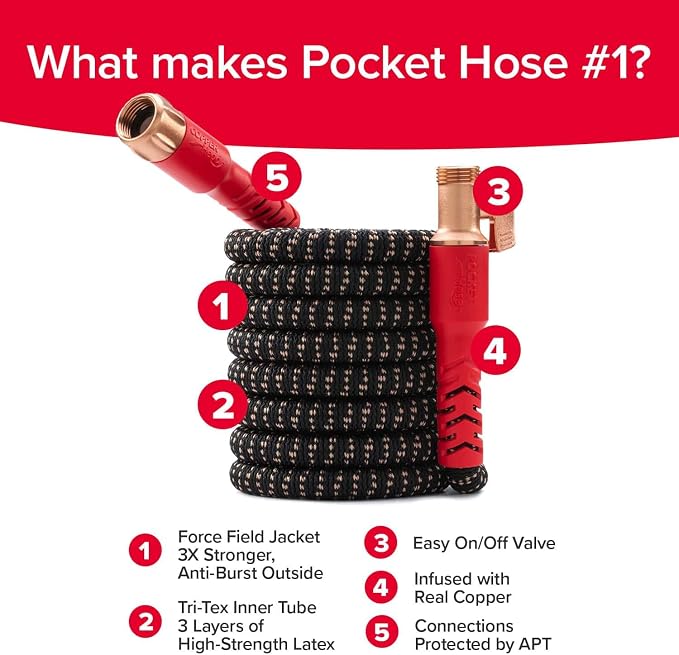 Pocket Hose Copper Head w/New Pocket Pivot Expandable Garden Hose 100FT - Image 6
