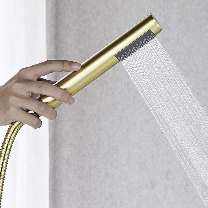 Freestanding Tub Filler Bathtub Faucet Brushed Gold Floor Mounted Brass Faucets - Image 6