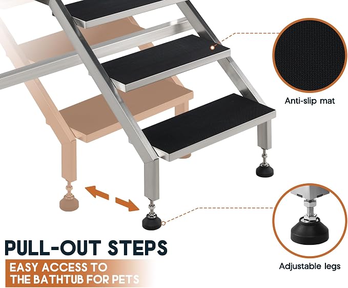 Albott 50-Inch Stainless Steel Dog Washing Station - Image 6