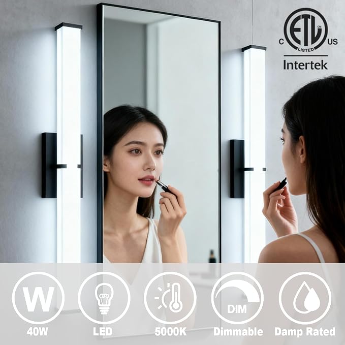 Bathroom Light Fixtures: 40 Inch ETL Certified LED Bathroom Vanity Light 5000K - Image 3