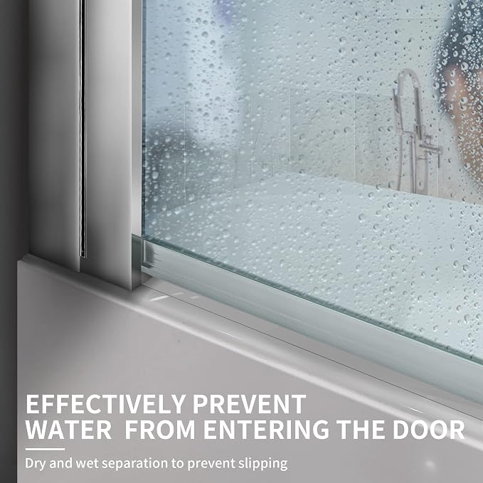 Shower Frameless Glass Door for Bathtub, 30”×55” Hinged Tub Shower Screen - Image 2