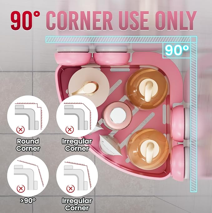 TAILI Suction Corner Shower Caddy, Bathroom Shelf Storage Basket Wall Mounted - Image 4
