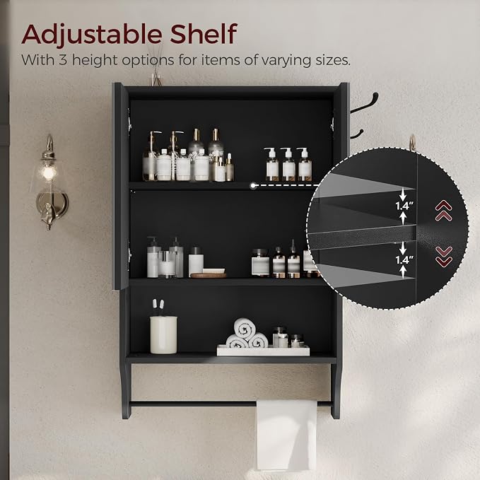 Bathroom Wall Cabinet with Mirror, Medicine Cabinet with 2 Door and Adjustable - Image 6