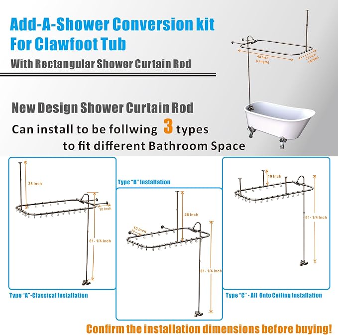 Clawfoot Tub Shower Kit, Add On Shower Units - Image 5