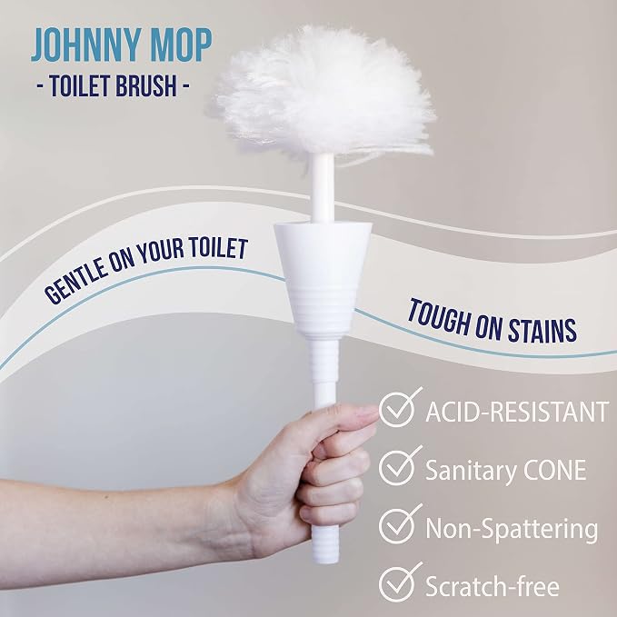 Don Aslett Johnny Mop | Set of 5 Toilet Brushes | 14" Handle to Easily Clean - Image 3