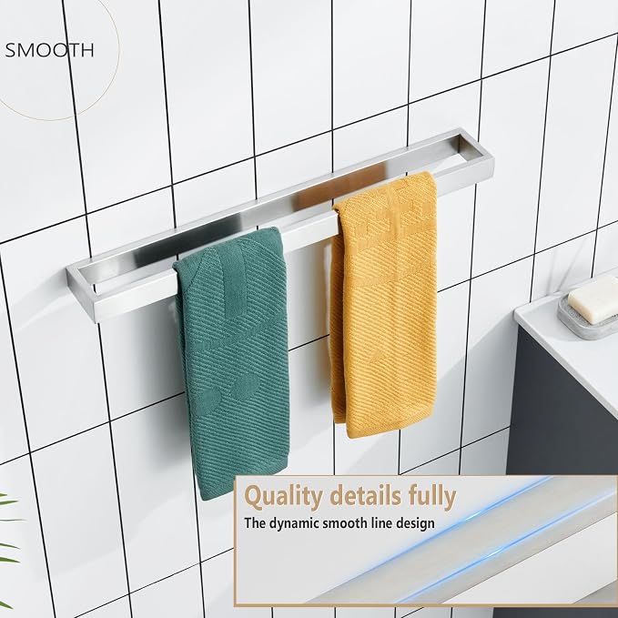 KOKOSIRI Towel Bar Brushed Nickel Bath Towel Hanger Holder 20-Inch Kitchen Rack - Image 4