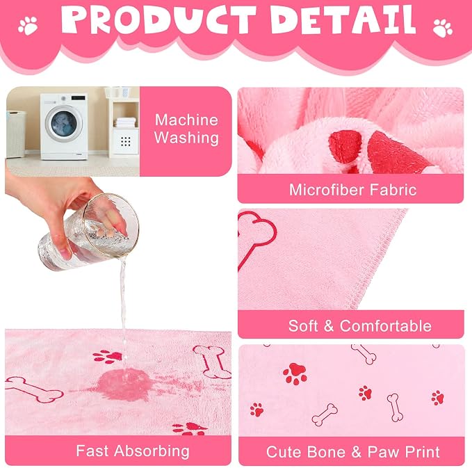 Chumia 4 Pcs Dog Towels for Drying Dog Puppy Bulk Microfiber Absorbent Paw - Image 5