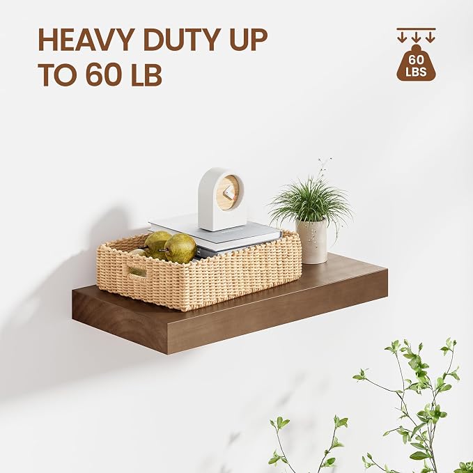 Heimlove Floating Shelves for Wall, 2 Packs 16 inches Natural Pine Solid Wood - Image 6