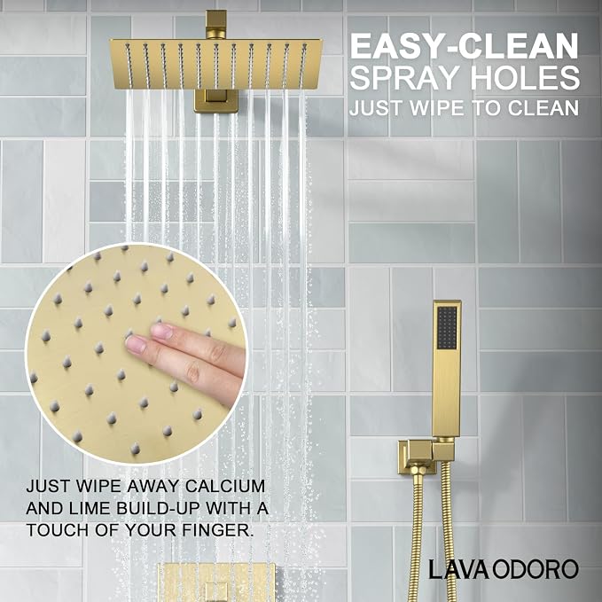 Lava Odoro Modern 3-Setting Square Shower and Tub Faucet Set - Image 4