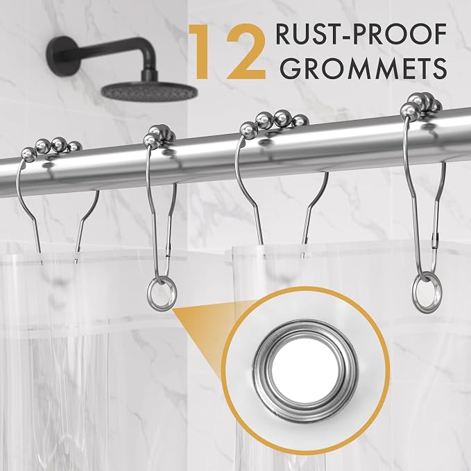AmazerBath Shower Curtain Liner 2 Pack, 72 x 72 Inches PEVA Plastic Shower Liner - Image 2