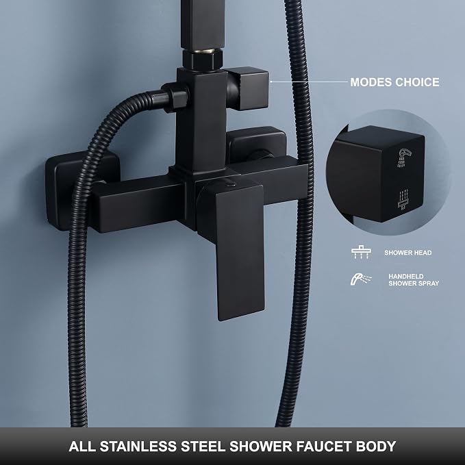 Outdoor Shower Kit, Solid Metal Tangular Outdoor Shower Faucet Fixtures - Image 4