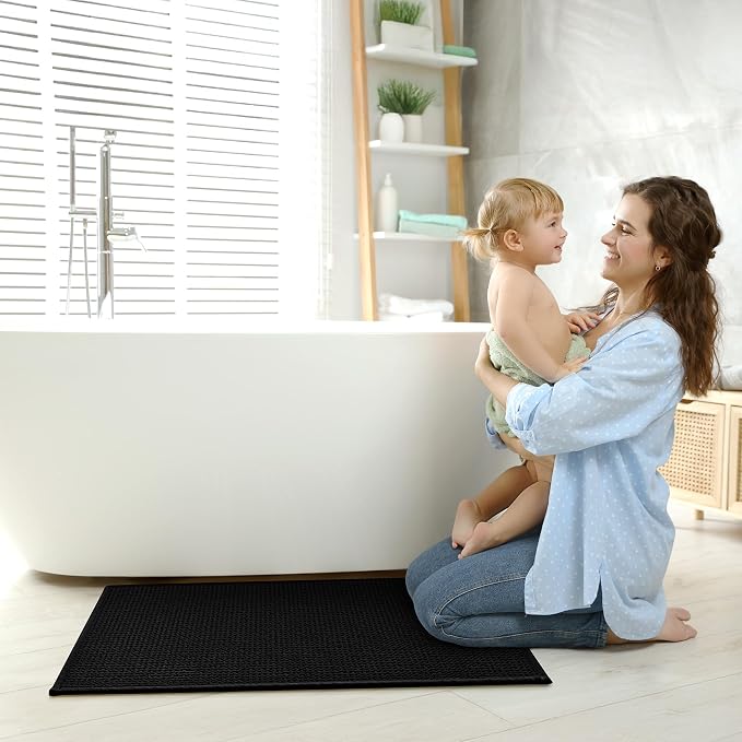 GRANNY SAYS Black Bathroom Rugs, Absorbent Bath Mats 32" x 20", Soft Chenille - Image 5