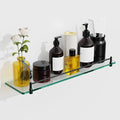 20 Inches Glass Shelves for Bathroom, Matte Black Floating Glass Shelf by HOMELIFE