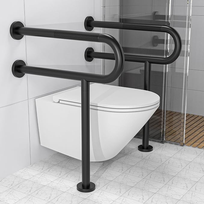 Toilet Support Rail 23.4X 28 Inch, Munzong Anti-Slip Black Handicap Grab Bar - Image 6