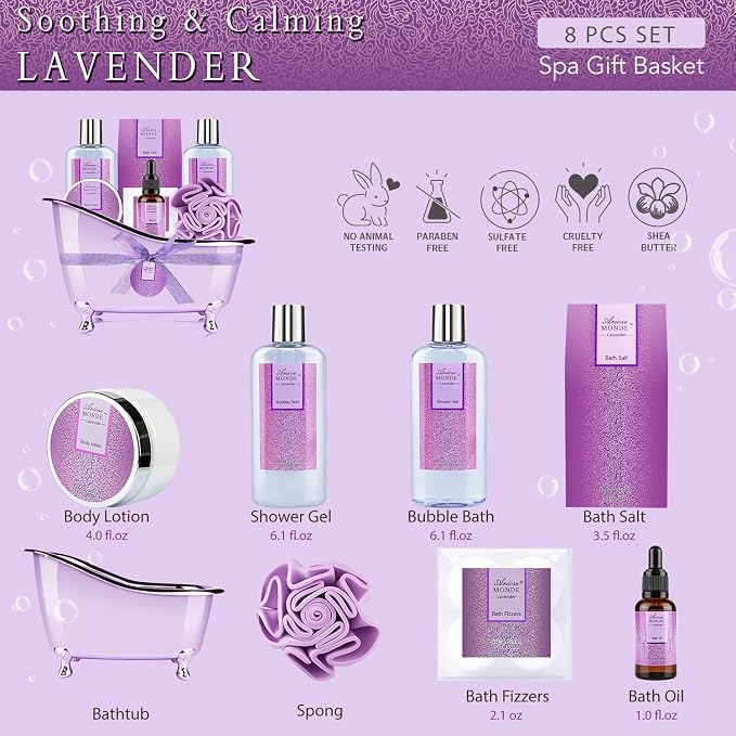 Bath Sets for Women Gift, Bath and Body Gifts Set, Lavender Spa Gift for Self - Image 2