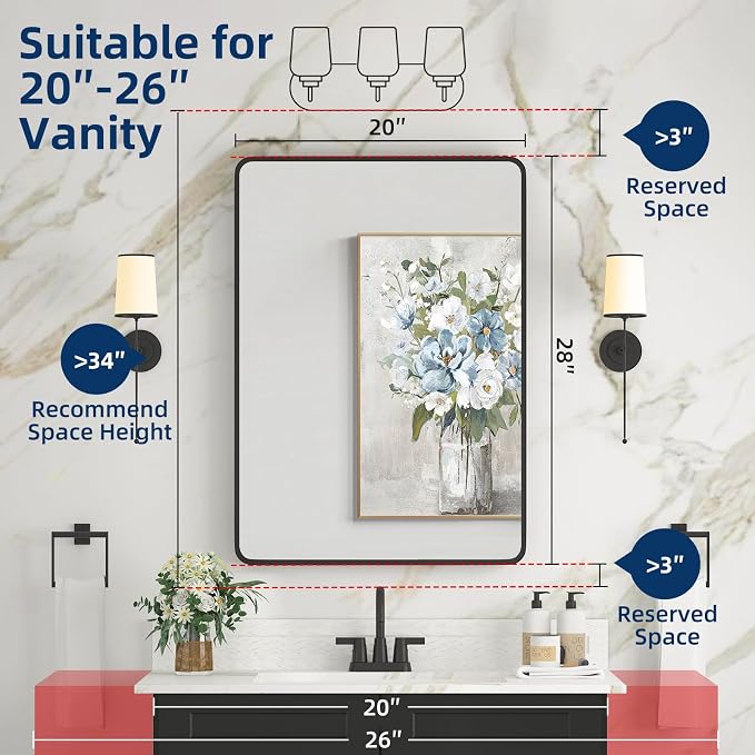Medicine Cabinet 20 x 28 Inch, Metal Beveled Mirror, Adjustable Shelves - Image 2
