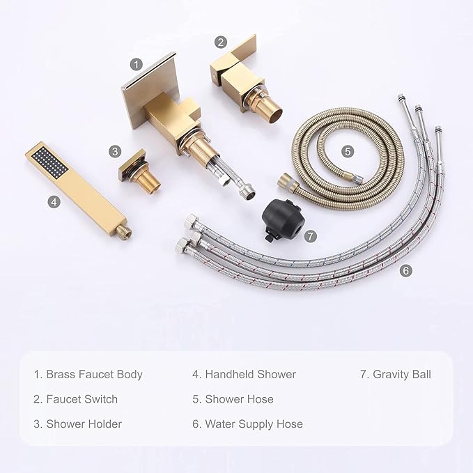 TapLong Roman Tub Faucet Waterfall Tub Filler Waterfall Deck Mount Bathtub - Image 5