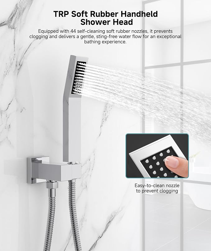 SR SUN RISE Shower System Bathroom 10 Inch Rainfall Shower Head & Handle Set - Image 6