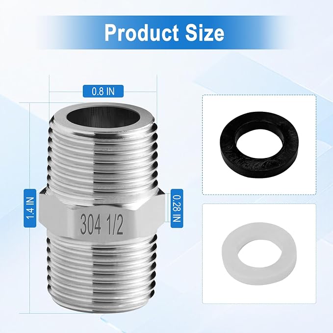 Shower Hose Adapter-Shower Hose Extension, 1/2 to 1/2 Shower Head Adapter - Image 7