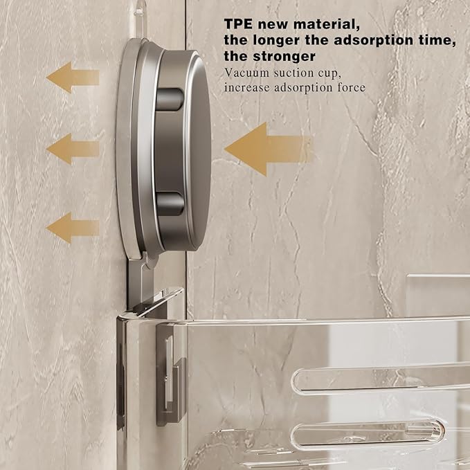 VOLPONE Corner Shower Caddy Suction Cup Shower Shelf Corner No Drilling - Image 4