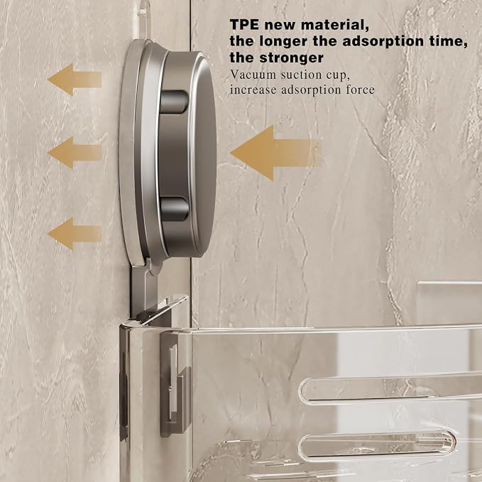 VOLPONE Corner Shower Shelf Suction Cup Shower Caddy Corner No Drilling - Image 4