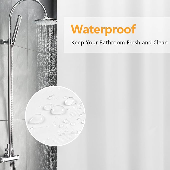 Extra Long Fabric Shower Curtain Liner Waterproof, 72 x 76 inch Washable Cloth - Image 3
