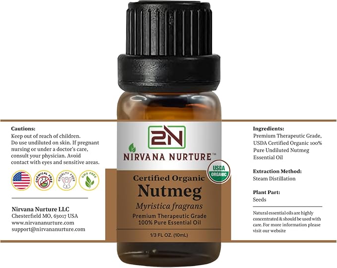 Nutmeg Essential Oil USDA Certified Organic, 100% Pure Natural Premium Grade - Image 8