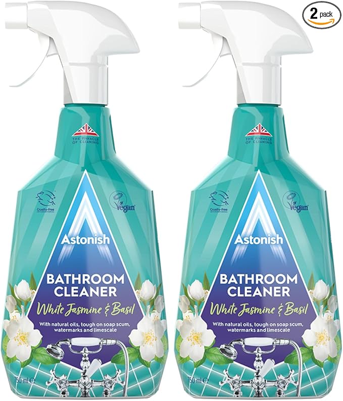 Astonish 750ml Streak-Free White Jasmine & Basil Foaming Bathroom Cleaner Spray by Astonish