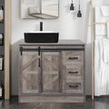 36 Inch Barn Door Bathroom Vanity, Farmhouse Style Standing Pedestal Cabinet by Solidee