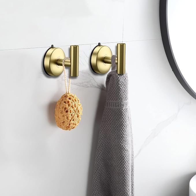 DGYB Large Cup Hooks for Bathrooms Set of 2 Gold Towel Hooks for Stainless - Image 2