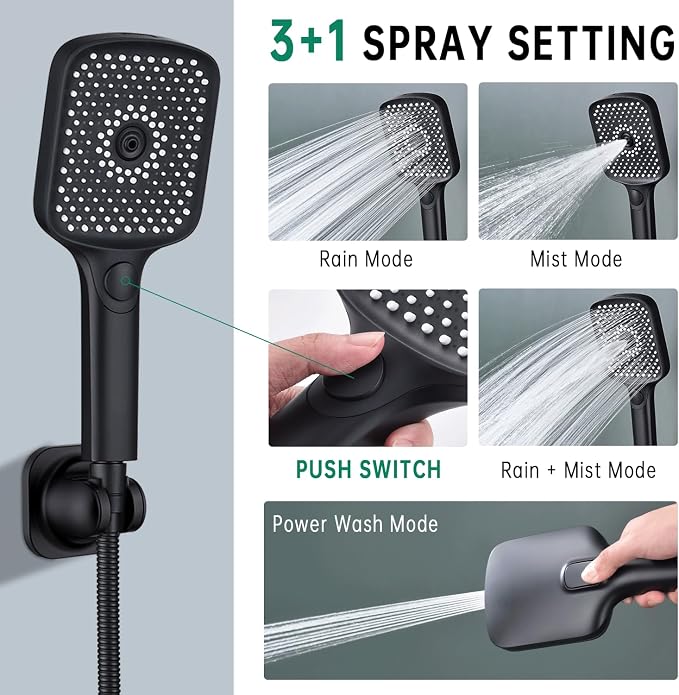 Shower Heads with Handheld Spray Combo, 13 Inches Rain Shower Head with 4 Mode - Image 5
