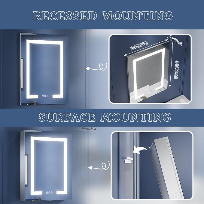 ExBrite LED Lighted Bathroom Medicine Cabinet - Image 8