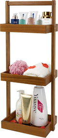 Utoplike Teak Shower Caddy Corner, 3 Tier Standing Shower Organizer Shelf by Utoplike