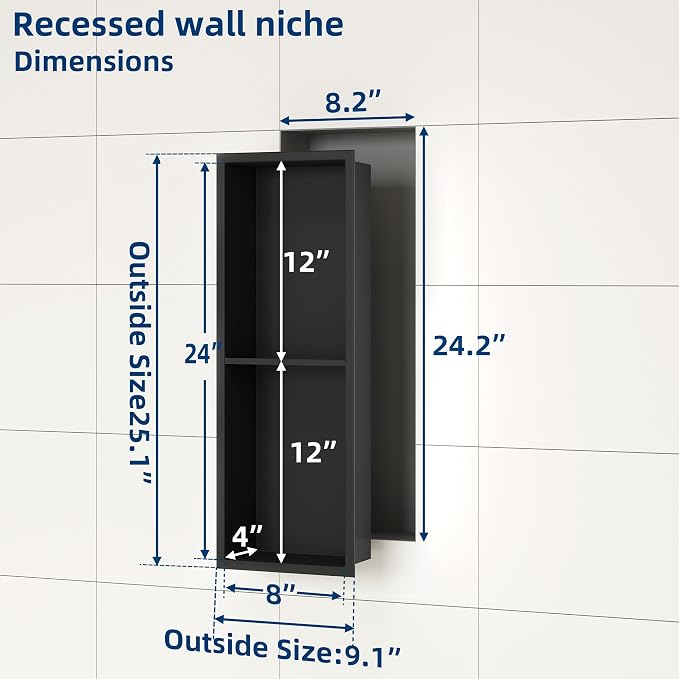 Neodrain Shower Niche Double Shelf Stainless Steel No Tile Needed Bathroom - Image 3