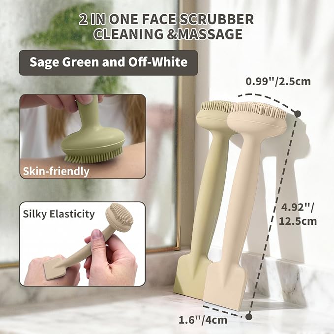 2 Pack Silicone Face Scrubber, 2 in 1 Facial Cleansing Brush & Face Mask - Image 4