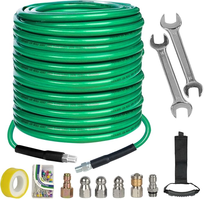 Hourleey Sewer Jetter Kit for Pressure Washer 150FT, 4000 PSI Drain Cleaner by Hourleey