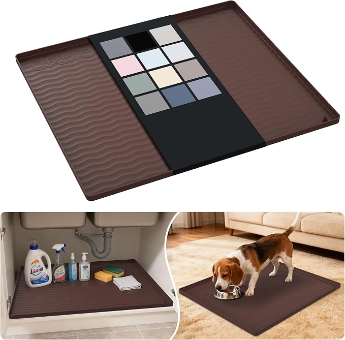 URMONA Waterproof Silicone Under Sink Mat 25'' x 22'' Shelf Liner by URMONA