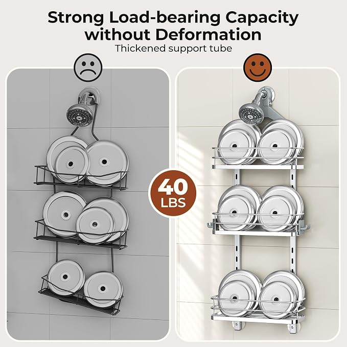 Orimade Aluminum Hanging Shower Caddy Over Head, Adjustable Bathroom Shelf - Image 7