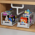 2-Tier Under Sink Slide Out Organizer, 2 Pack Pull Out Cabinet Storage Shelf by Lxmons