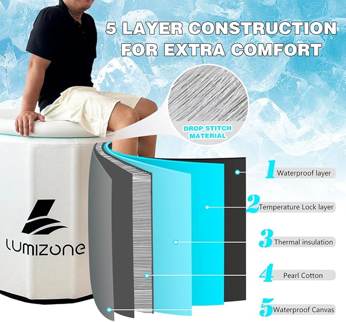 Lumizone Inflatable Cold Plunge Tub 118 Gallons Capacity Ice Bath Portable Ice - Image 4