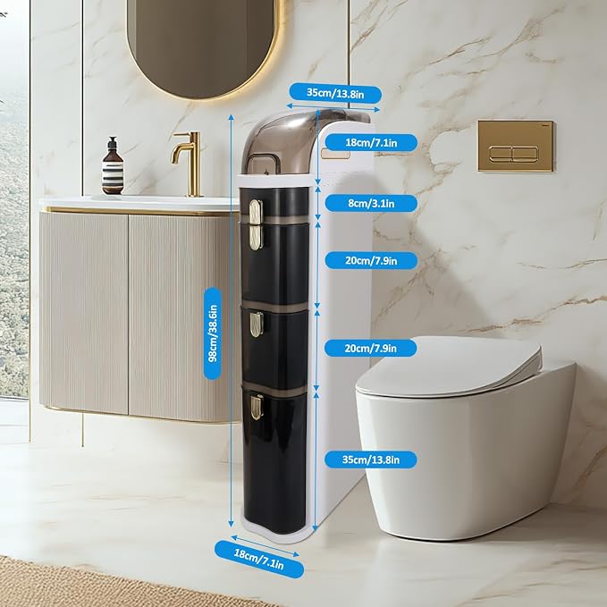 Bathroom Floor Cabinet, Narrow Bathroom Storage Cabinet, Mobile and No - Image 3