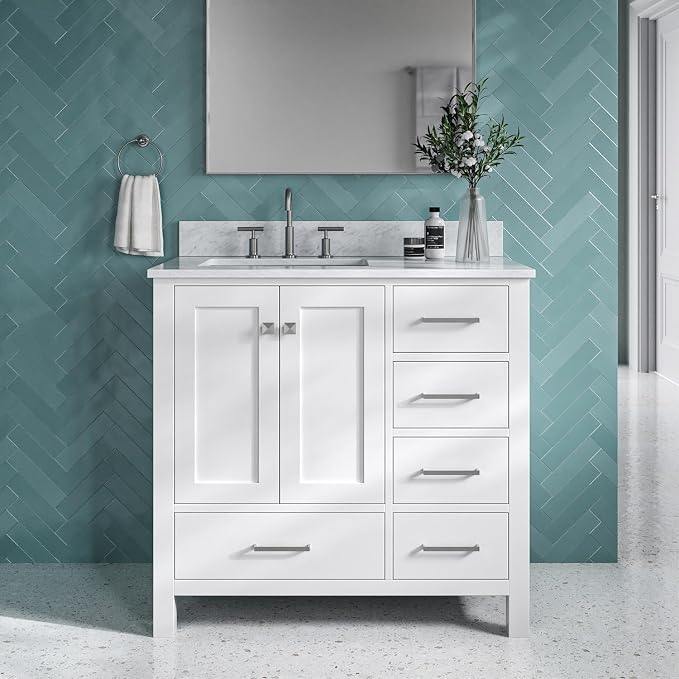 ARIEL Cambridge 37 Inch White Bathroom Vanity - Image 2