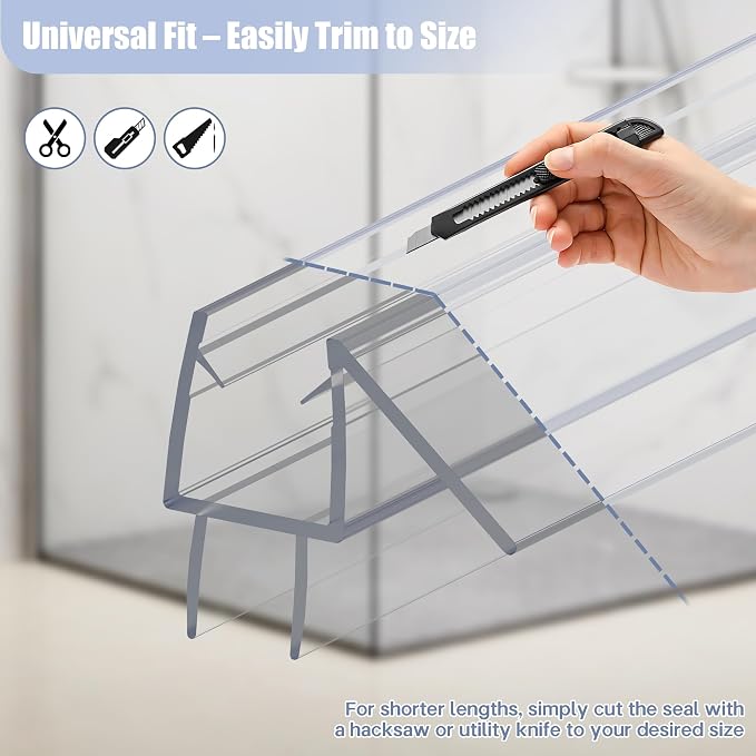 2-Pack Shower Door Bottom Seal, Ultra Clear Glass Shower Door Seal Strip - Image 5