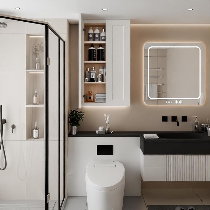 Solid Wood Kitchen Wall Cabinets, 24 Inch Wide Over The Toilet Storage Cabinet - Image 10