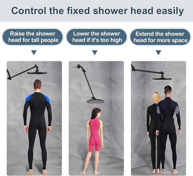 BRIGHT SHOWERS 15 Inch Extra Long Shower Head Extension Arm, Solid Brass Shower - Image 4