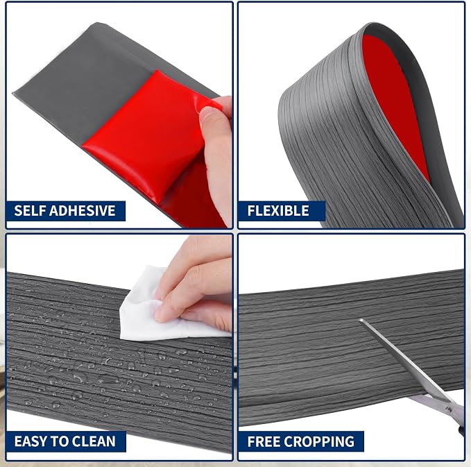 Flexible Baseboard Molding Trim 4 Inch Self-Adhesive Vinyl Wall Base Peel and - Image 3