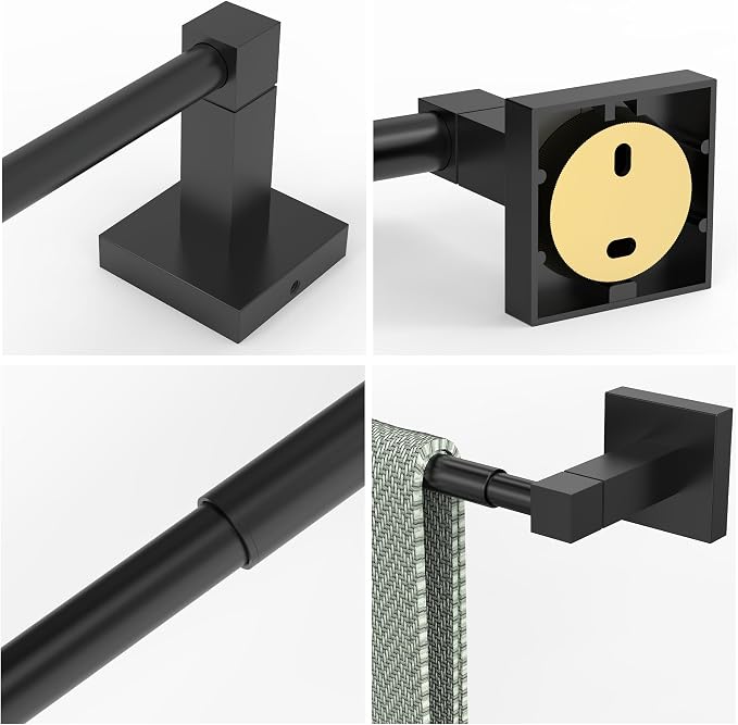 RUACQ Adjustable Towel Bar 13.8 to 24 inch, Square Base Single Towel Racks - Image 5