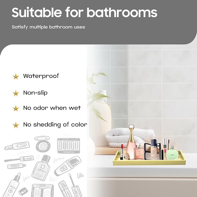 Vanity and Bathroom Tray, 11.8" ABS Countertop Organizer, Waterproof Vanity Tray - Image 2