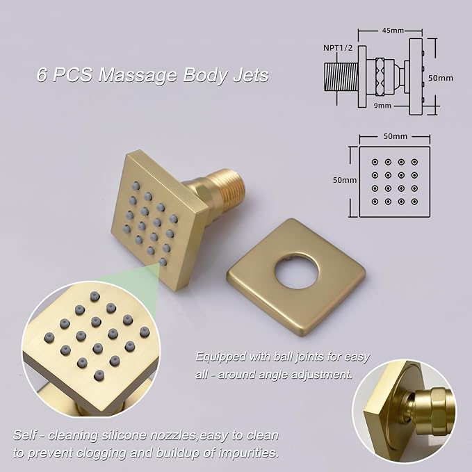 Thermostatic Brushed Gold Shower System - Image 6