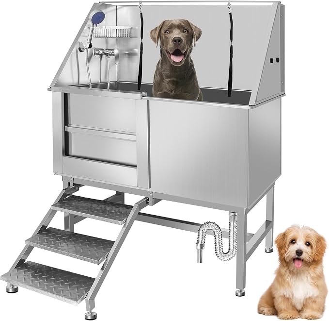 50" Dog Washing Station, Professional Stainless Steel Dog Bathing Station - Image 9